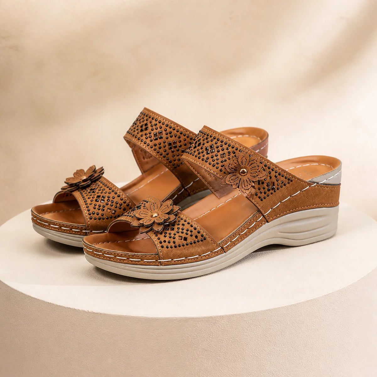 Florine | Mules compensées à fleur