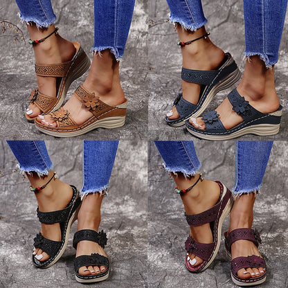 Florine | Mules compensées à fleur