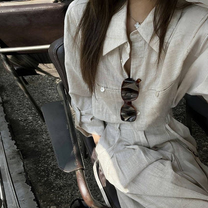 Ensemble femme rétro de style français – Blouse et pantalon large